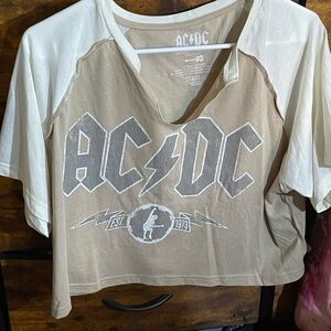 AC/DC Tan and White Crop Top